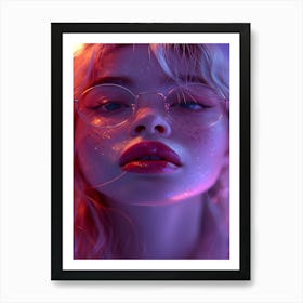 Purple Girl With Glasses Art Print