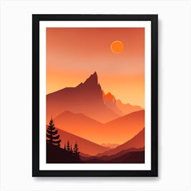 Misty Mountains Vertical Background In Orange Tone 20 Art Print