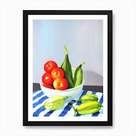 Okra Tablescape vegetable Art Print