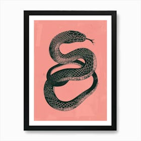 Snake On A Pink Background Art Print