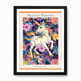 Floral Unicorn Galloping Fauvism Inspired 1 Poster Poster