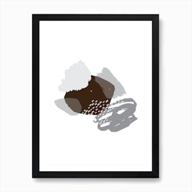 Abstract Black and Grey Crazy Shapes Art Print