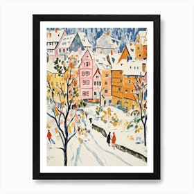 Winter Snow Nuremberg   Germany Snow Illustration 2 Art Print