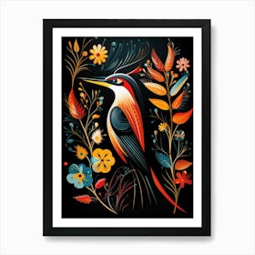 Folk Bird Illustration Woodpecker 2 Art Print