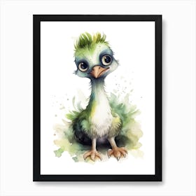 Therizinosaurus Cute Dinosaur Watercolour 2 Art Print