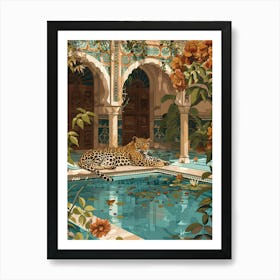 Leopard In The Pool 1 Art Print