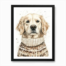 Retriever In Christmas Jumper Neutral Art Print