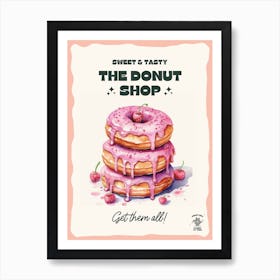 Stack Of Strawberry Donuts The Donut Shop 1 Art Print