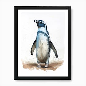 Humboldt Penguin Robben Island Watercolour Painting 2 Art Print