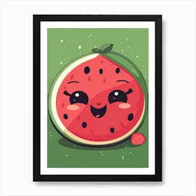 Watermelon Kawaii Illustration 4 Art Print