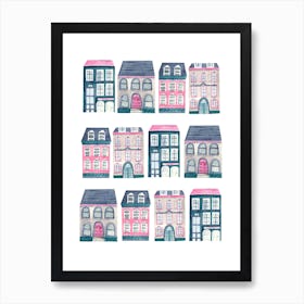 Houses In Pink Art Print