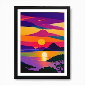 Rainbow Geometric Sunset Art Print