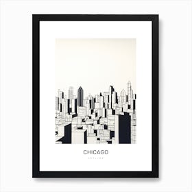 Chicago Skyline 10 B&W Poster Art Print