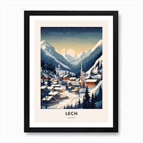 Winter Night  Travel Poster Lech Austria 2 Art Print