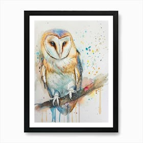 Owl Pastel Watercolour 4 Art Print