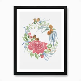 Gum And Bloom Wreath Art Print