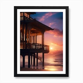 Chinese House At Sunset Art Print