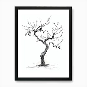 Plum Tree Pixel Illustration 3 Art Print