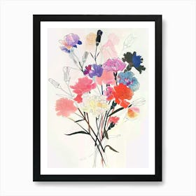 Carnation 2 Collage Flower Bouquet Art Print