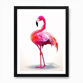 Colourful Geometric Bird Greater Flamingo 1 Art Print