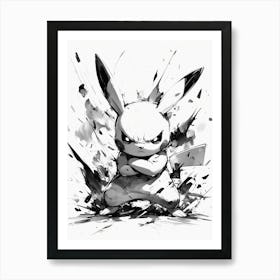 Pikachu Black And White Art Print