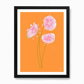 Floral Abstract Pink And Orange Art Print