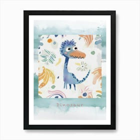 Cute Muted Pastel Dinosaur Illustration Poster Art Print