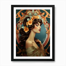 Vintage Art Nouveau Woman 3 Art Print