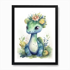 Maiasaura Cute Dinosaur Watercolour 1 Art Print