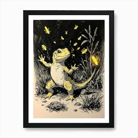 Lizard With Bees Art Print