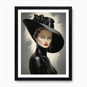 Lady In Black Hat art print 1 Art Print