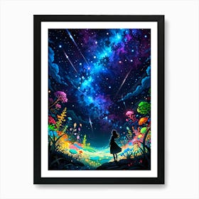 Girl In The Night Sky Art Print