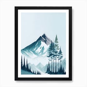 Mountain And Forest In Minimalist Watercolor Vertical Composition 136 Art Print