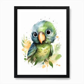 Watercolour Jungle Animal Baby Parrot 3 Art Print