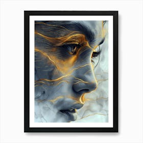 Abstract Of A Woman'S Face Extraordinary femininity woven with threads of gold 2 Art Print