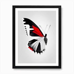 Red Admiral Butterfly Black & White Geometric 1 Art Print