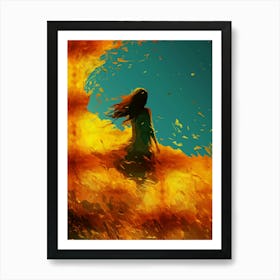 Ethereal Lady In A Golden Field Art Print