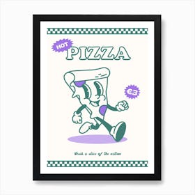 Green And Purple Retro Pizza Art Print