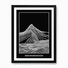 Slieve Donard Mountain Line Drawing 8 Poster Art Print