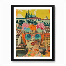 Prague   Retro Collage Style 4 Art Print