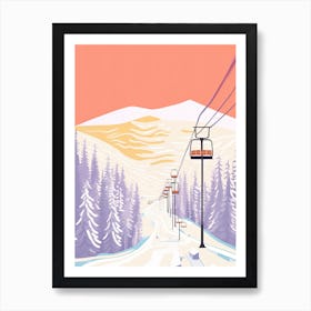 Taos Ski Valley   New Mexico, Usa, Ski Resort Pastel Colours Illustration 1 Art Print