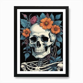 Floral Skeleton In The Style Of Pop Art (63) Art Print