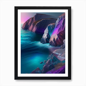 Coastal Cliffs And Rocky Shores, Waterscape Holographic 2 Art Print