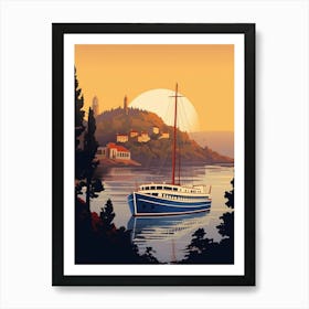 Bosphorus Cruise Prince Islands Modern Pixel Art 2 Art Print