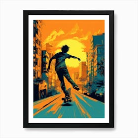 Skateboarding In Rio De Janeiro, Brazil Drawing 1 Art Print