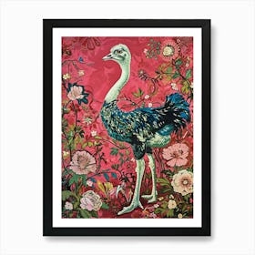 Floral Animal Painting Ostrich 2 Art Print