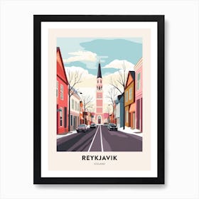 Vintage Winter Travel Poster Reykjavik Iceland 2 Art Print