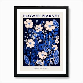 Blue Flower Market Poster Babys Breath 1 Art Print