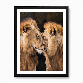 Barbary Lion Rituals Acrylic Painting 3 Art Print