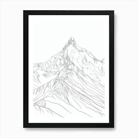 Gasherbrum Pakistan China Line Drawing 8 Art Print